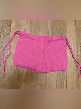 Pink Knit Mini Shorts
